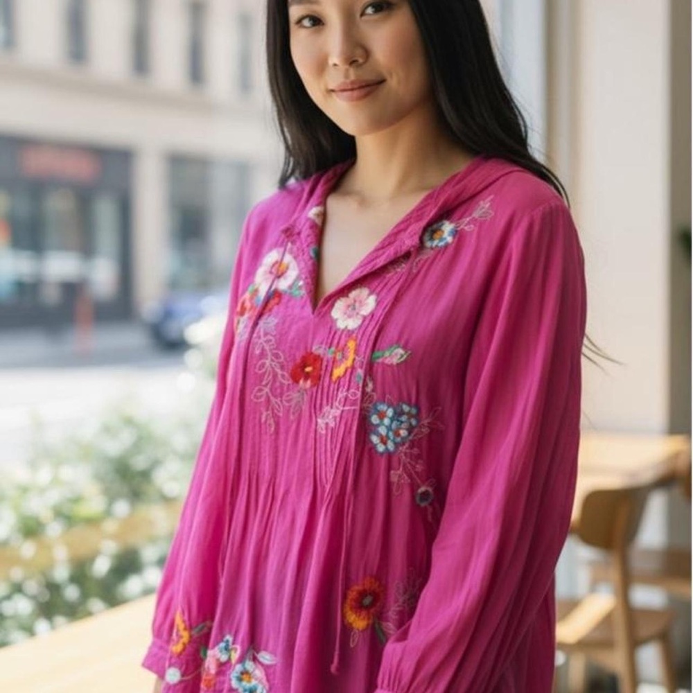 Johnny Was Embroidered Pink Top - Picture 2 of 10